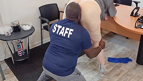 Big Ass Female Boss Let Janitor Took Her Panty Off And Eat Her Pussy