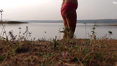 Hot Desi Sexy Girl Having Fun Here With Village Boyfriend Taking Bath On River