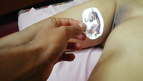 Dragon Tattoo On Thigh Near Pussy With 18 Years