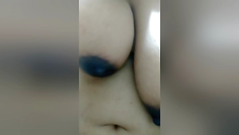 Hot Brown Girl Playing With Boobs And Sucking Nipples