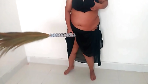 Indian Desi Hot Maid Has Sex With Pussy Broom Inside While Sweeping The House
