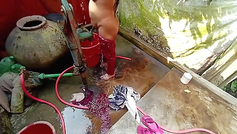 Beautiful Desi Village Girl Bathing In The Open