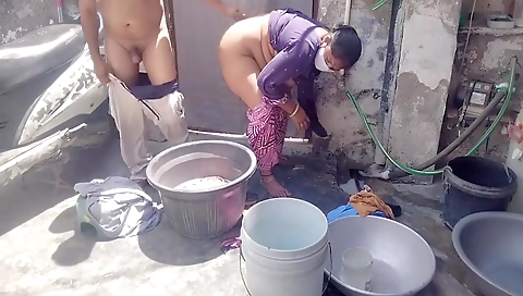 Fucked While Washing Clothes In The Bathroom