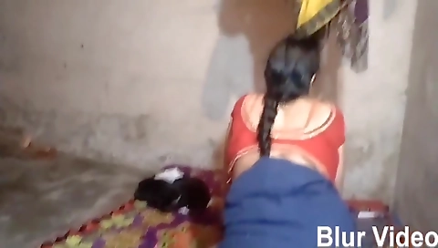 Desi Chandni Is Her Husband In Green Sari And Red Bra