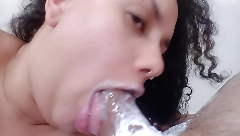 Rolling His Nervous Tongue All Over All The Way To The Bottom,until He Makes Cum